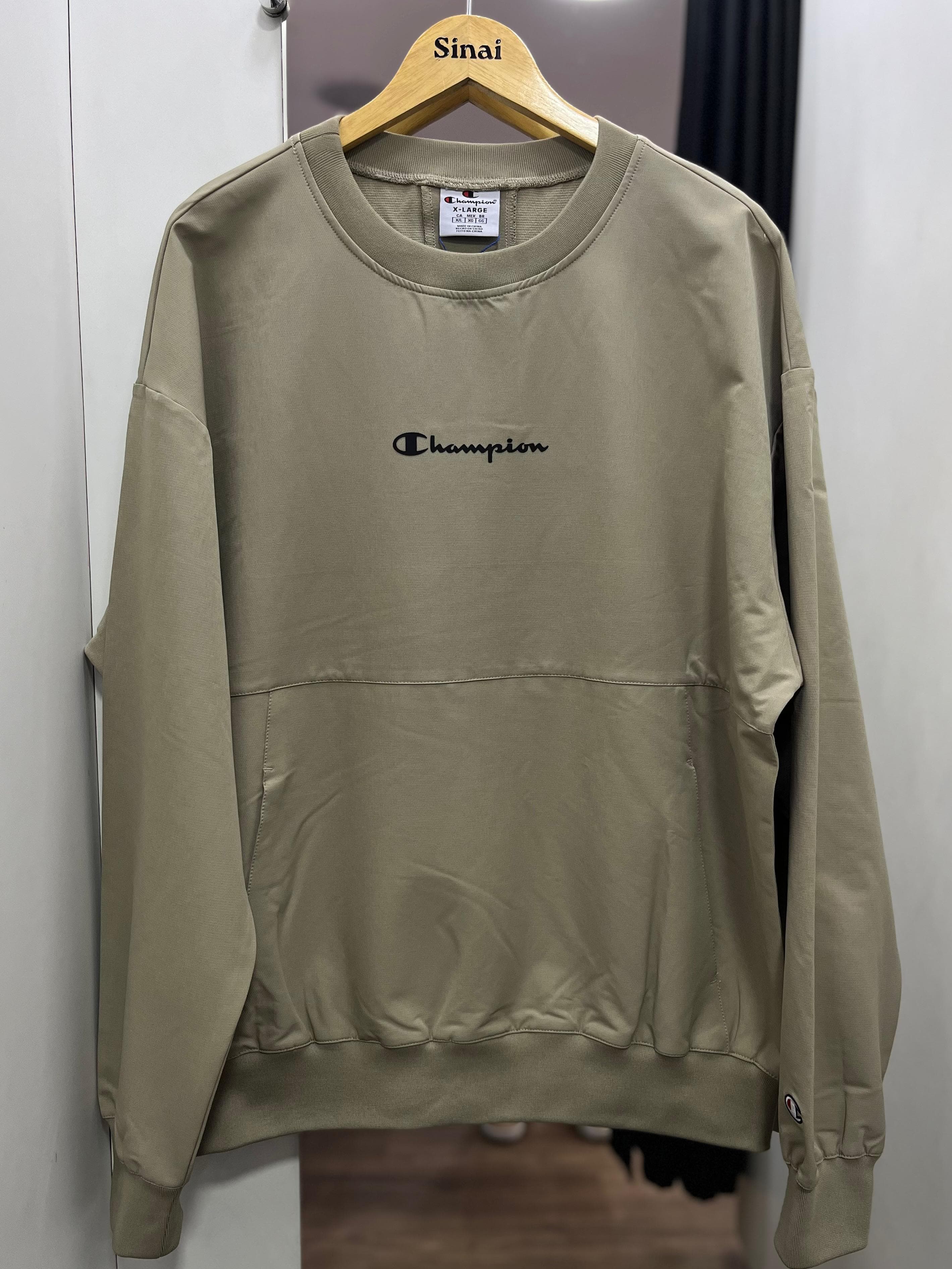 Moletom Champion - Crewneck Script Kaki